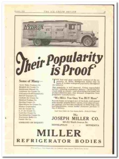 Joseph Miller Company 1928 vintage truck ad Hydrox Ice Cream proof