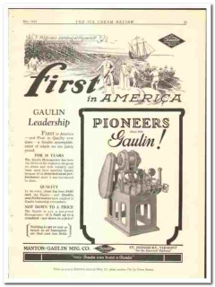 Manton-Gaulin Mfg Company 1928 vintage ice cream ad Homogenizer Manton-Gaulin Mfg Company 1928 vintage ice cream ad Homogenizer