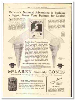 McLaren-Consolidated Cone Corp 1928 vintage ice cream ad advertising McLaren-Consolidated Cone Corp 1928 vintage ice cream ad advertising