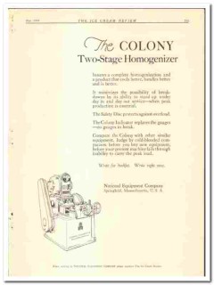 National Equipment Company 1928 vintage ice cream ad Homogenizer