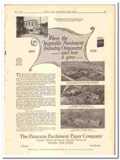 Paterson Parchment Paper Company 1928 vintage ice cream ad vegetable Paterson Parchment Paper Company 1928 vintage ice cream ad vegetable