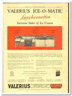 Valerius Corp 1928 vintage ice cream ad Ice-O-Matic Luncheonettes Valerius Corp 1928 vintage ice cream ad Ice-O-Matic Luncheonettes