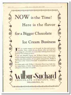 Wilbur-Suchard Chocolate Company 1928 vintage ice cream ad flavor