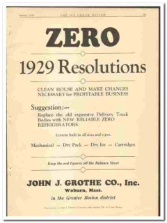 John J Grothe Company 1929 vintage truck ad ZERO Refrigerators bodies