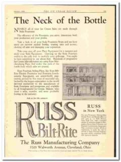Russ Mfg Company 1929 vintage ice cream ad Bilt-Rite soda fountain