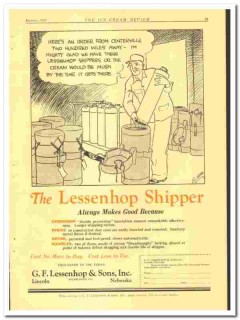 G F Lessenhop Sons Inc 1929 vintage ice cream ad Shipper G F Lessenhop Sons Inc 1929 vintage ice cream ad Shipper