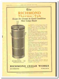Richmond Cedar Works Inc 1929 vintage ice cream ad Thermo-Tub shipper Richmond Cedar Works Inc 1929 vintage ice cream ad Thermo-Tub shipper
