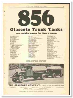 Glascote Company 1929 vintage truck ad Dairymens Milk delivery tanks