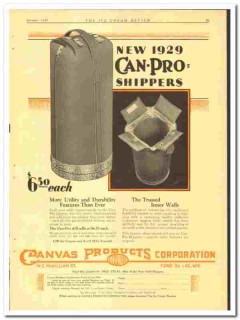 Canvas Products Corp 1929 vintage ice cream ad Can-Pro shippers