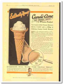 McLaren-Consolidated Cone Corp 1929 vintage ice cream ad Candi-Cone McLaren-Consolidated Cone Corp 1929 vintage ice cream ad Candi-Cone