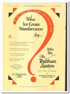Waltham System Inc 1929 vintage ice cream ad truck refrigeration Waltham System Inc 1929 vintage ice cream ad truck refrigeration