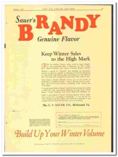 C F Sauer Company 1929 vintage ice cream ad brandy genuine flavor