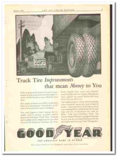 Goodyear Tire Rubber Company 1929 vintage truck ad improvements money