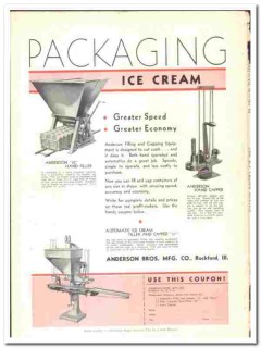 Anderson Bros Mfg Company 1933 vintage ice cream ad packaging filler Anderson Bros Mfg Company 1933 vintage ice cream ad packaging filler