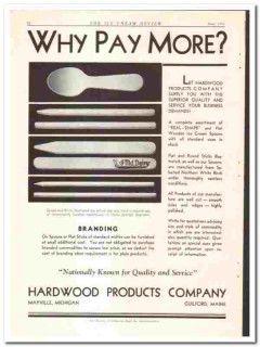 Hardwood Products Company 1933 vintage ice cream ad wooden spoon Pay