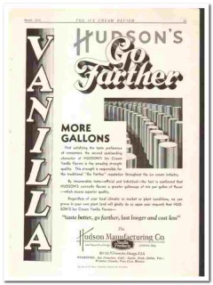 Hudson Mfg Company 1933 vintage ice cream ad Vanilla gallons farther