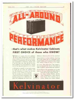Kelvinator Corp 1933 vintage ice cream ad cabinets performance