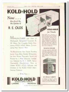 Kold-Hold Mfg Company 1933 vintage ice cream ad Refrigerated Equipment