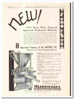 Mojonnier Bros Company 1933 vintage ice cream ad RC packaging machine Mojonnier Bros Company 1933 vintage ice cream ad RC packaging machine