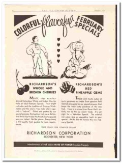 Richardson Corp 1933 vintage ice cream ad colorful flavorful specials Richardson Corp 1933 vintage ice cream ad colorful flavorful specials