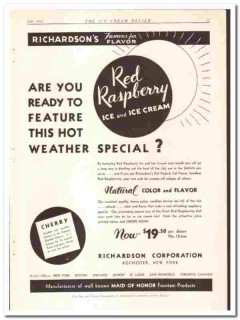 Richardson Corp 1933 vintage ice cream ad Red Raspberry flavor Richardson Corp 1933 vintage ice cream ad Red Raspberry flavor