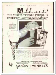 Vortex Cup Company 1933 vintage ice cream ad Twinkles parade Cone-Paks