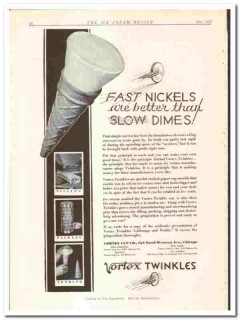 Vortex Cup Company 1933 vintage ice cream ad Twinkles nickels dimes