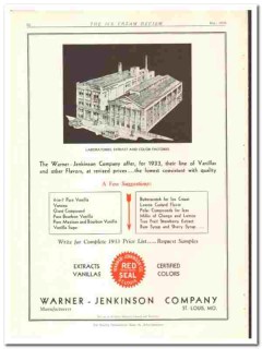 Warner-Jenkinson Company 1933 vintage ice cream ad Vanilla Flavors Warner-Jenkinson Company 1933 vintage ice cream ad Vanilla Flavors