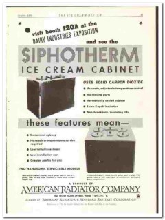 American Radiator Company 1934 vintage ice cream ad Siphotherm cabinet American Radiator Company 1934 vintage ice cream ad Siphotherm cabinet