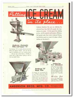Anderson Bros Mfg Company 1934 vintage ice cream ad Filler putting Anderson Bros Mfg Company 1934 vintage ice cream ad Filler putting