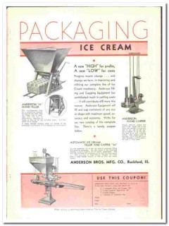 Anderson Bros Mfg Company 1934 vintage ice cream ad Filler packaging Anderson Bros Mfg Company 1934 vintage ice cream ad Filler packaging