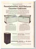 Anheuser-Busch Inc 1934 vintage ice cream ad Fountainettes Cabinets