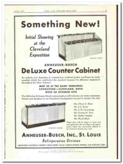 Anheuser-Busch Inc 1934 vintage ice cream ad DeLuxe Counter Cabinets Anheuser-Busch Inc 1934 vintage ice cream ad DeLuxe Counter Cabinets