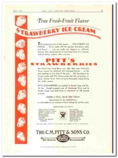 C M Pitt Sons Company 1934 vintage ice cream ad Strawberry flavor