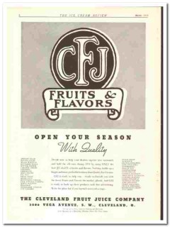 Cleveland Fruit Juice Company 1934 vintage ice cream ad Flavors season