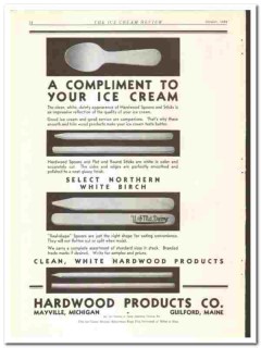 Hardwood Products Company 1934 vintage ice cream ad compliment