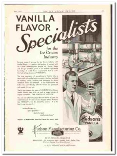 Hudson Mfg Company 1934 vintage ice cream ad Vanilla flavor specialist