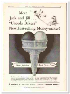 National Biscuit Company 1934 vintage ice cream ad Cones Jack Jill