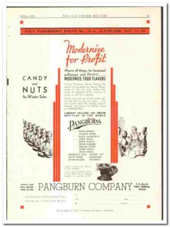 Pangburn Company 1934 vintage ice cream ad candy nuts modernize flavor