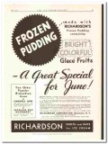 Richardson Corp 1934 vintage ice cream ad Frozen Pudding glacé fruits Richardson Corp 1934 vintage ice cream ad Frozen Pudding glacé fruits
