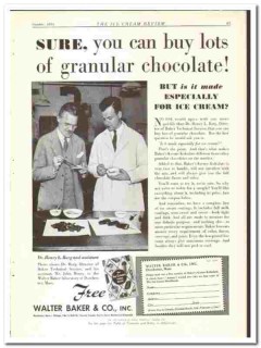 Walter Baker Company 1934 vintage ice cream ad Henry Borg John Henry