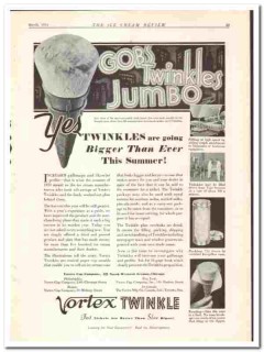 Vortex Cup Company 1934 vintage ice cream ad cone Twinkles Jumbo Gobs