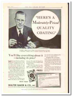 Walter Baker Company 1934 vintage ice cream ad coating Henry Borg