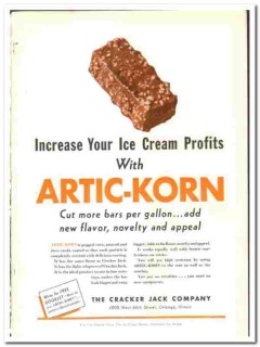 Cracker Jack Company 1935 vintage ice cream ad Artic-Korn
