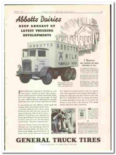 General Tire Rubber Company 1935 vintage truck ad Abbotts Dairies