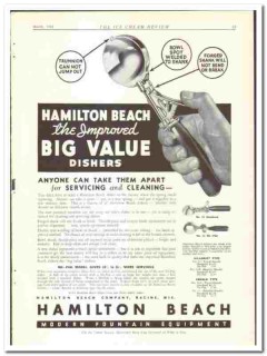 Hamilton Beach Company 1935 vintage ice cream ad Big Value Dishers