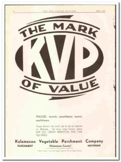 Kalamazoo Vegetable Parchment Company 1935 vintage ice cream ad KVP