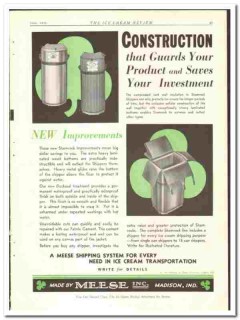 Meese Inc 1935 vintage ice cream ad Shamrock Shippers construction