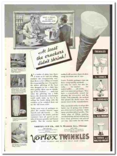 Vortex Cup Company 1935 vintage ice cream ad cones crackers shrink