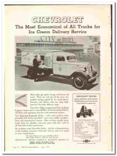 Chevrolet Motor Company 1936 vintage truck ad ice cream delivery